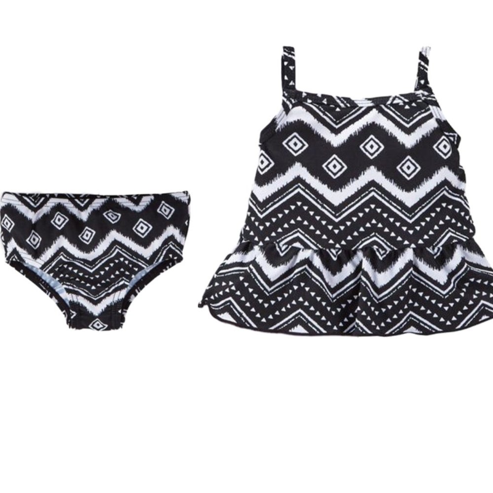 Carter's Baby Girls 3-PC Bikini Top Cover Swim Set Chevron UPF 50+ Lined 6M - Picture 5 of 6